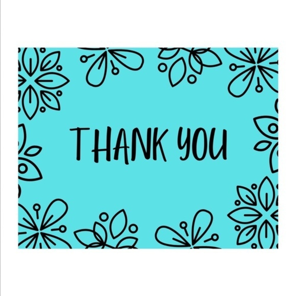 Set of 10 Turquoise Blue Thank You Postcard